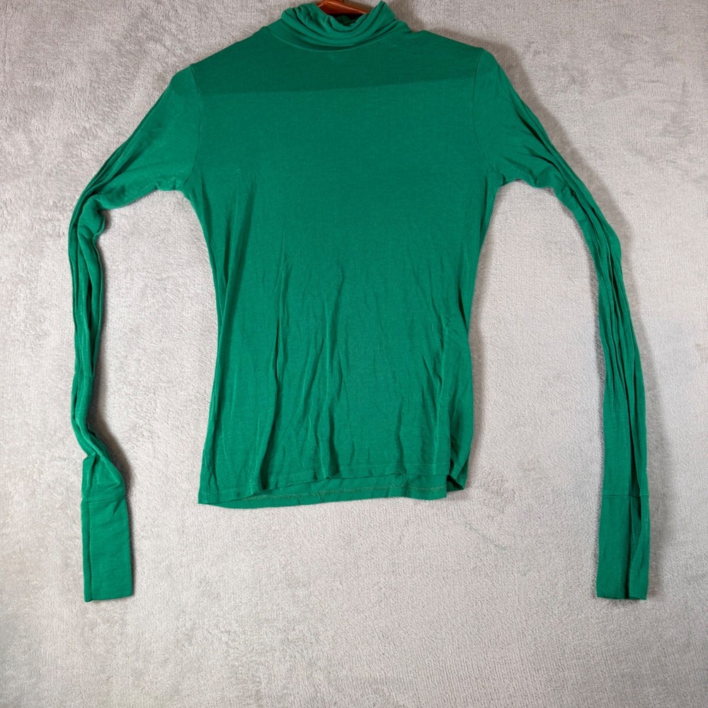 Marcella NYC Green Turtleneck Long Sleeve Thumbhole Top TA3071 Medium